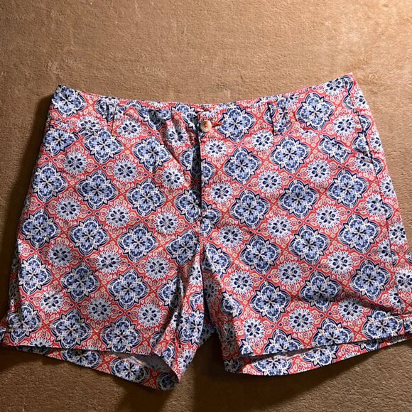 Lee Women 16 Medium Coral Blue Midrise‎ Fit Flat Front Stretch Chino Short (U) - Picture 1 of 7